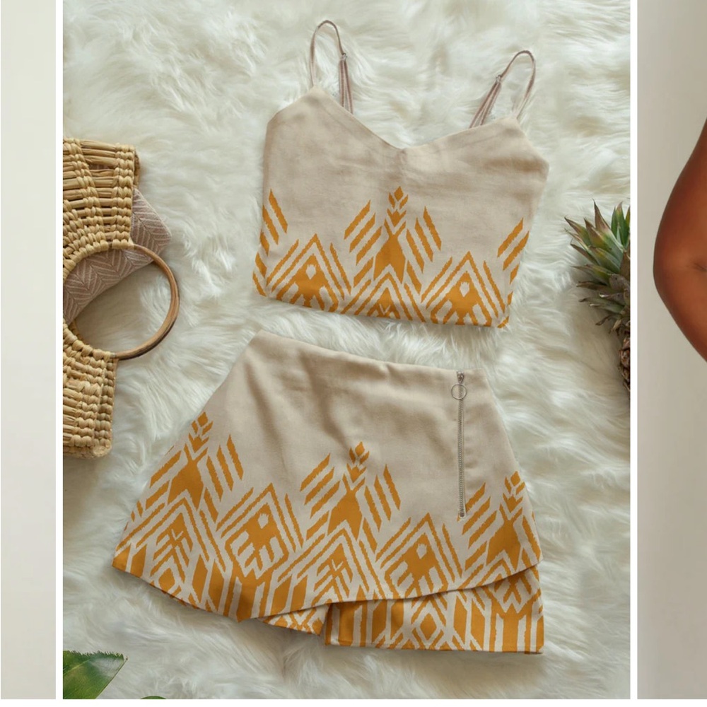 Amber Crop Top and Shorts Set NWOT